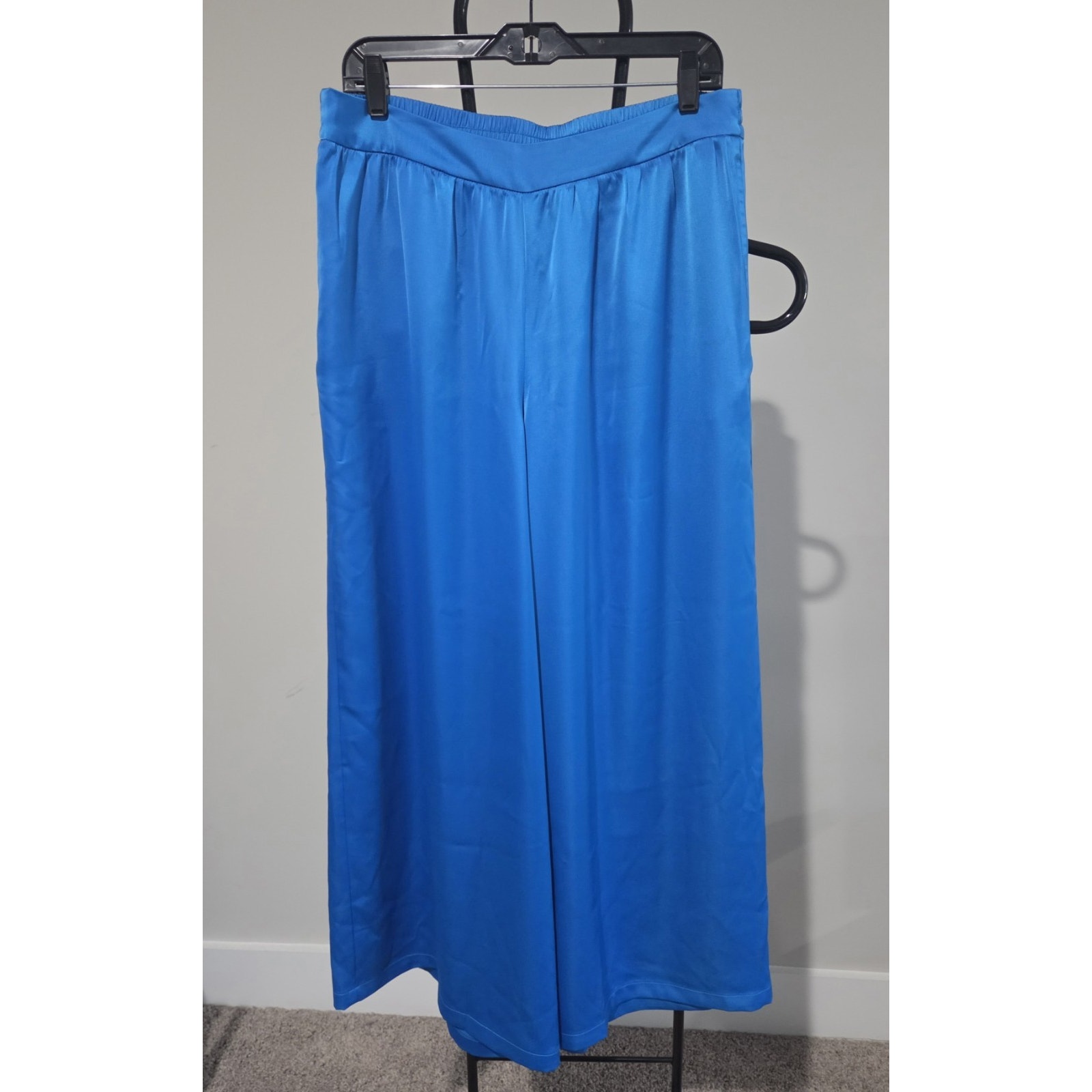 Carla Rockmore Petite M Turquoise Blue Wide Leg Pull On Satin Pant A693745 Nwot — image 2 of 8